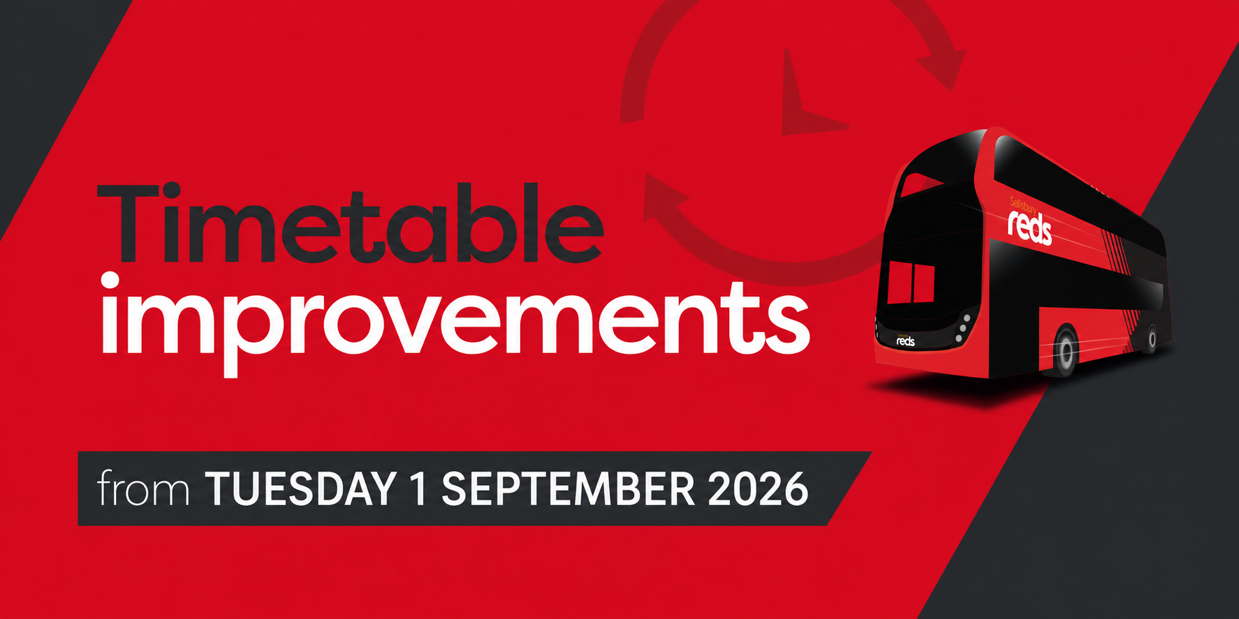 Salisbury Reds bus image and text Timetable improvements from Tuesday 1 September 