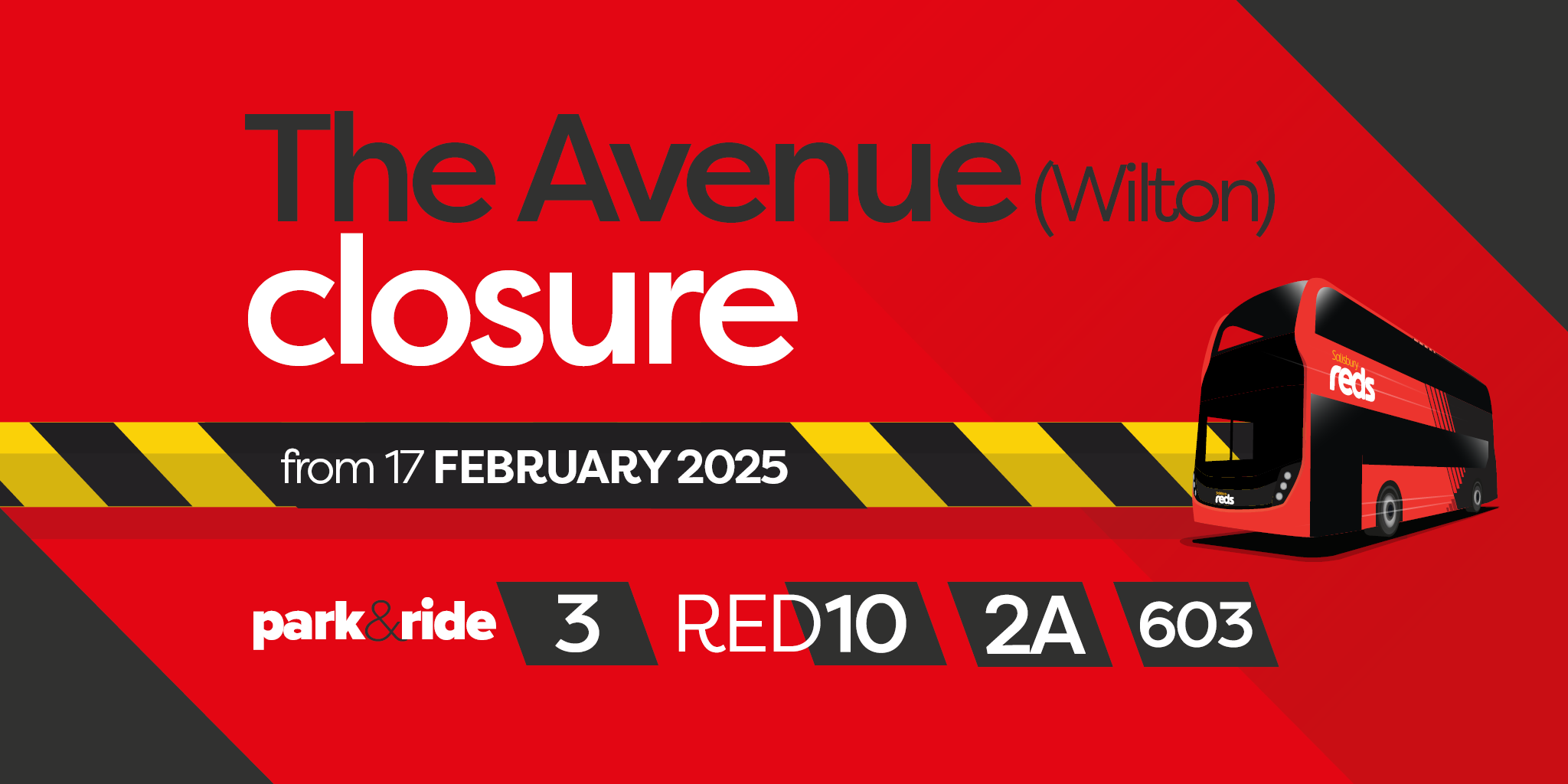 Image displaying a bus and routes affected by a road closure in Wilton from 17 February 2025