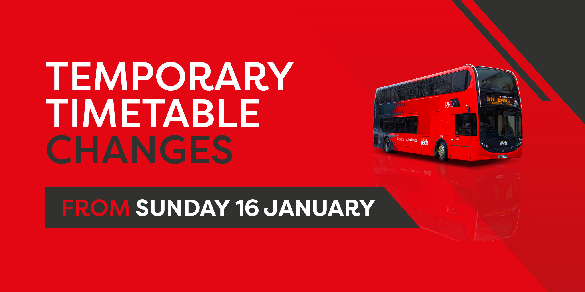 temporary timetables from sunday 16th january