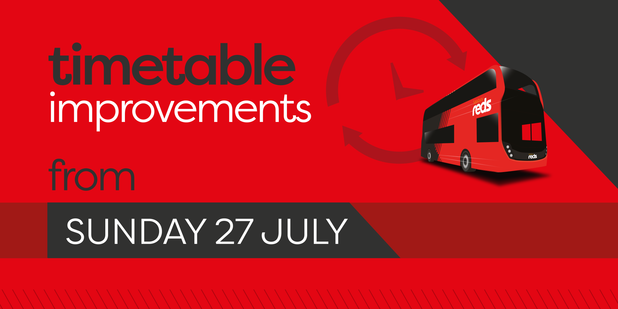 Salisbury Reds bus image with text timetable improvements from Sunday 27 July 2025