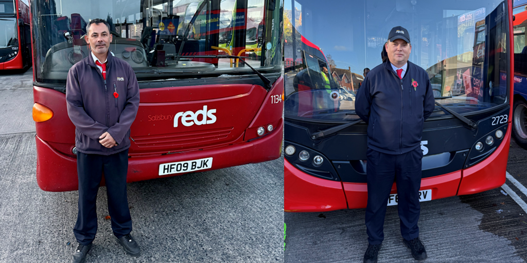Salisbury Reds drivers proudly displaying poppies for Remembrance