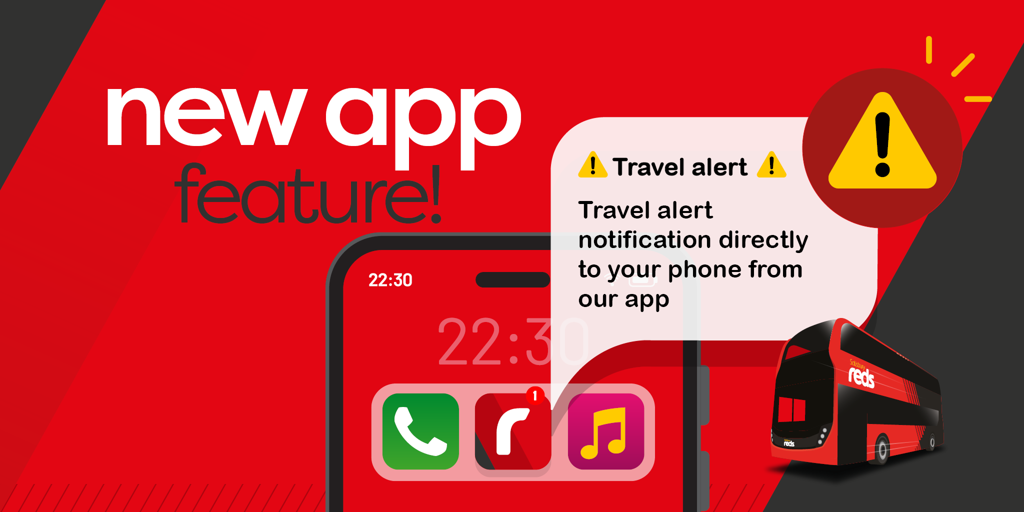 new app feature - phone with a notification coming out of it